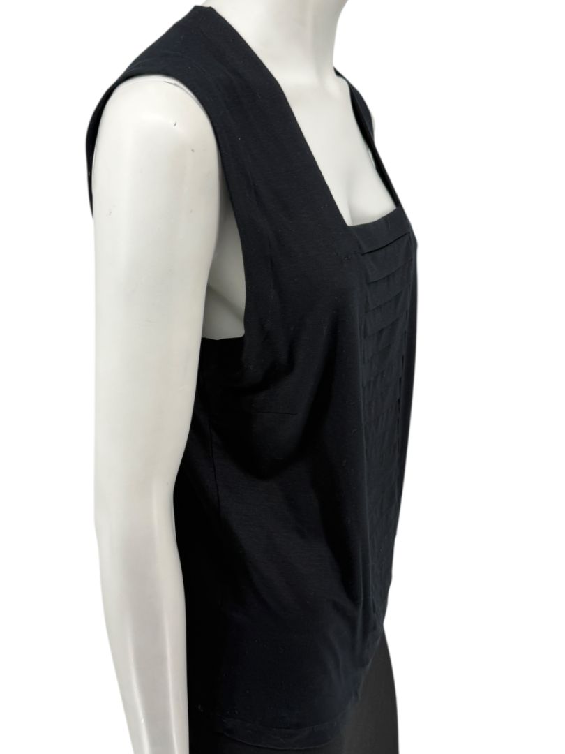 Akris Punto Black Modal-Blend Pleated Front Sleeveless Top – Size US 14