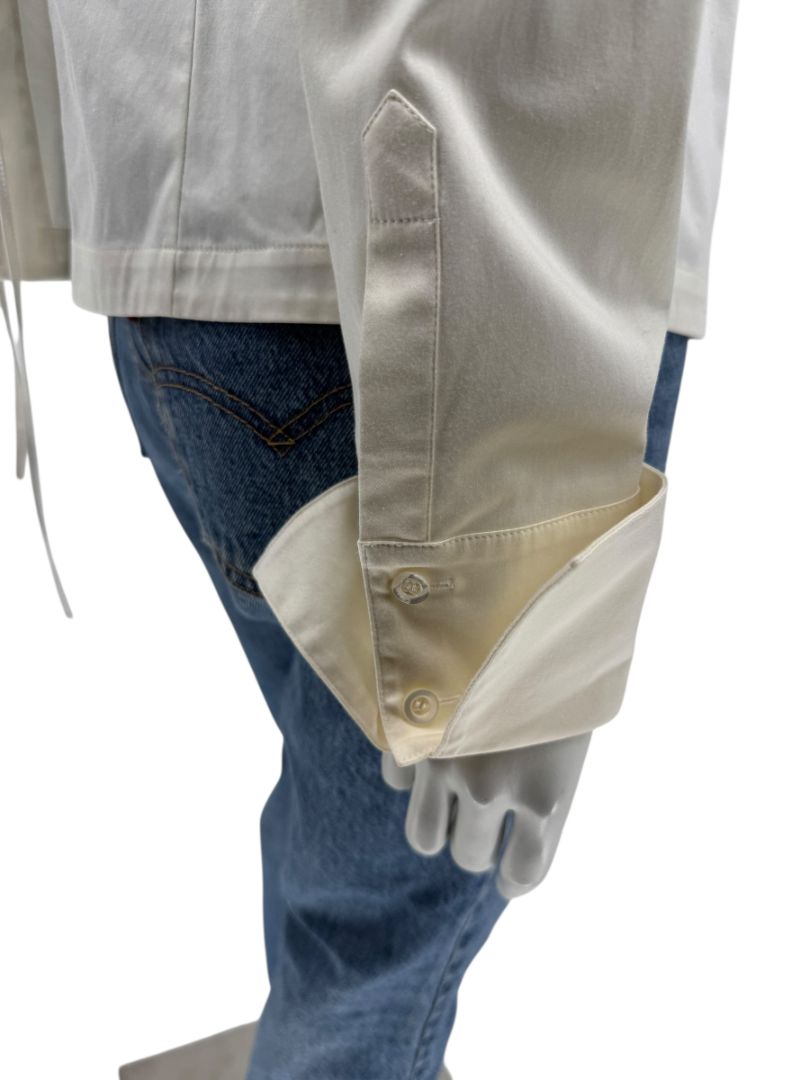 Escada White Cotton-Blend Lace-Up Back Dress Shirt – Size 42