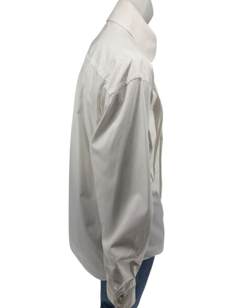 Karl Lagerfeld White Cotton Tuxedo-Style Pleated Shirt – Size 44