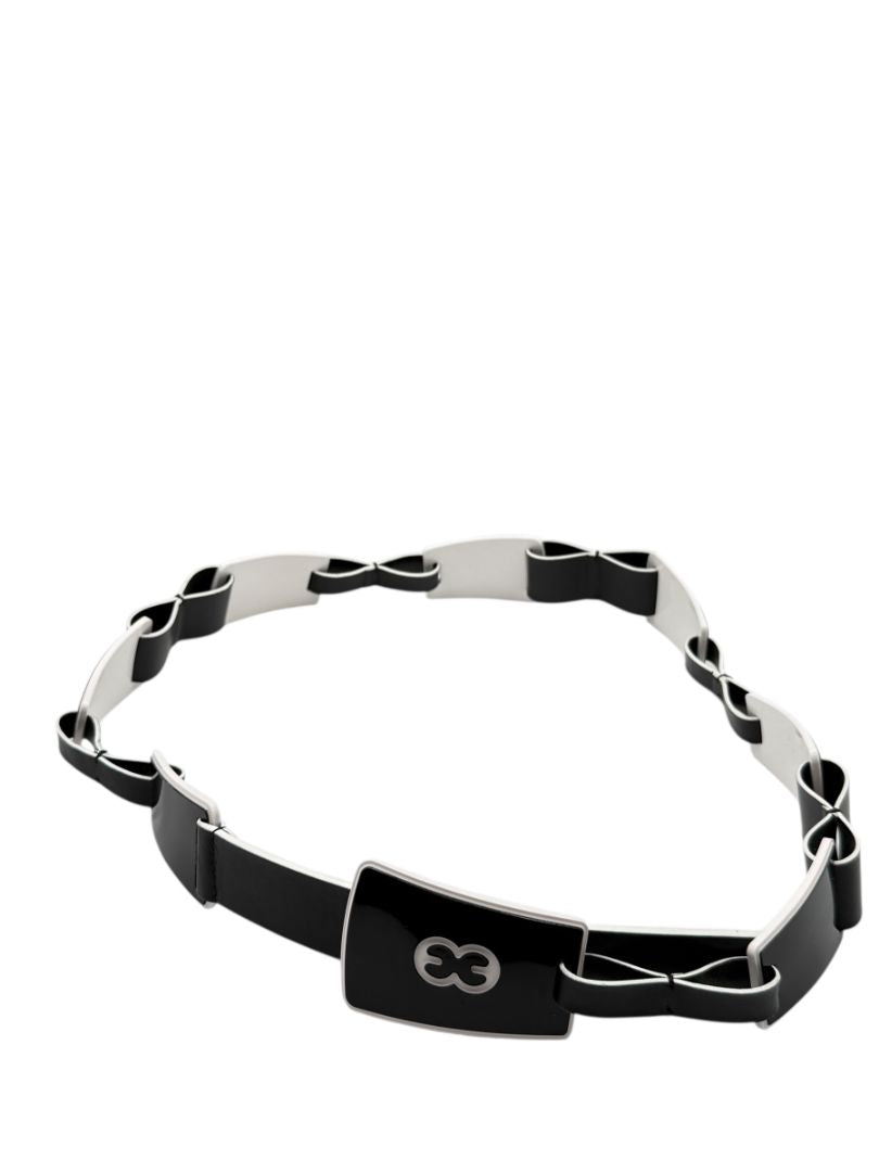 Escada Black Lucite &amp; Leather Statement Belt – XL