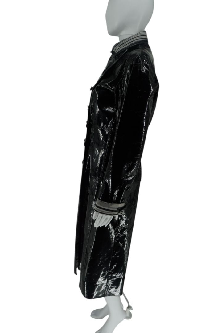 Missoni Black Patent Leather Trench Coat – Size 46