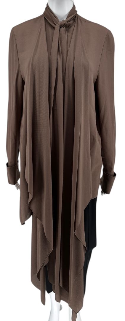 Fendi Draped Silk Georgette Blouse in Cocoa Brown – Size IT 42 (US 6)