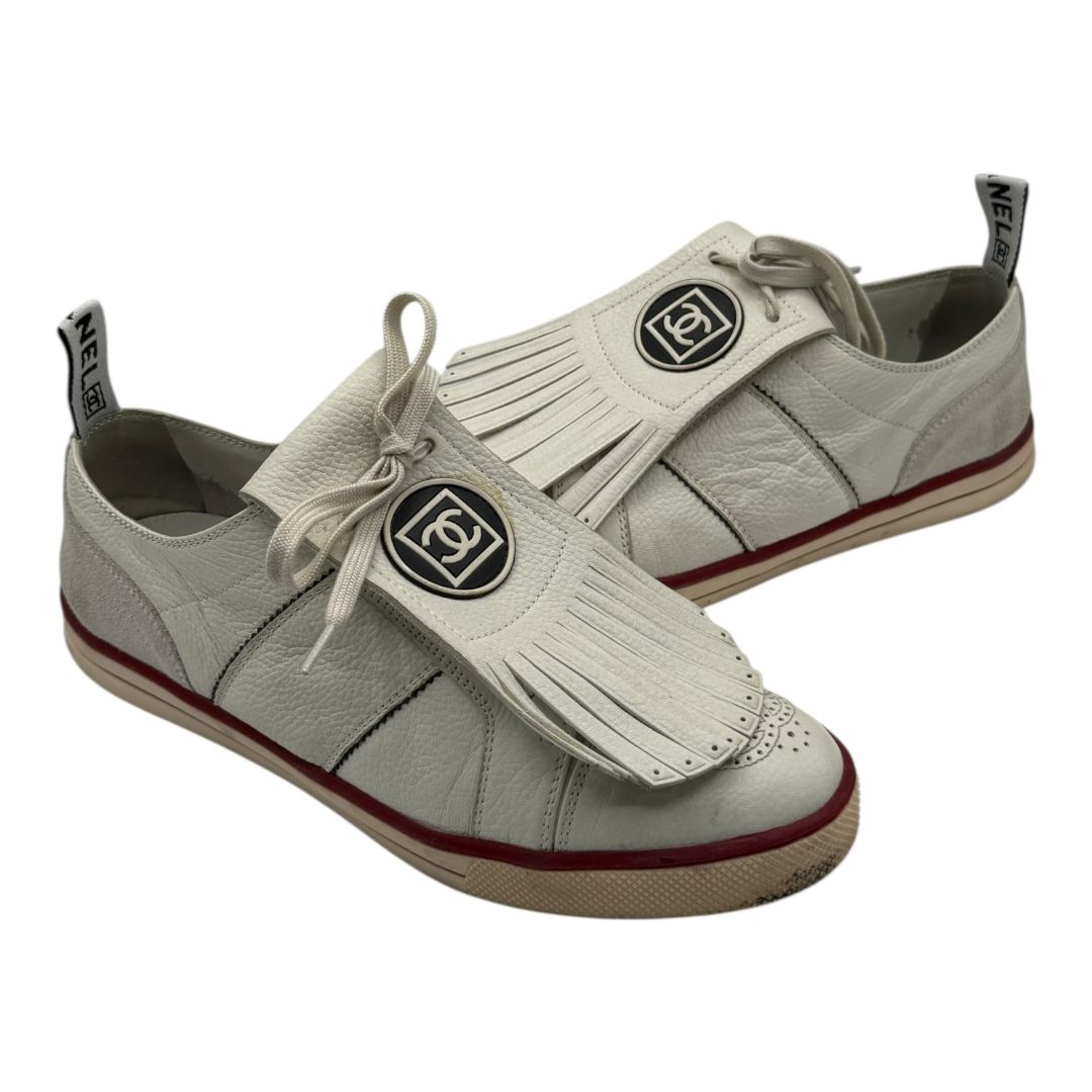 CHANEL Calfskin Fringe Golf/Tennis Sneakers in Ivory – Size 40