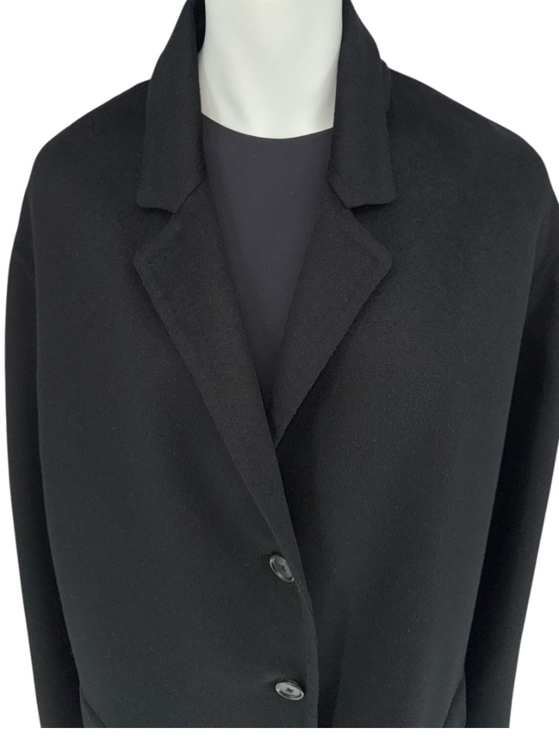 PRADA Black Cashgora Oversized Coat – Size IT 46