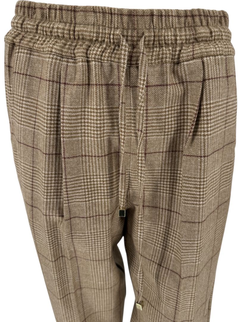 Kiton Wool-Cashmere Plaid Belted Blazer & Drawstring Trousers – Size IT 44