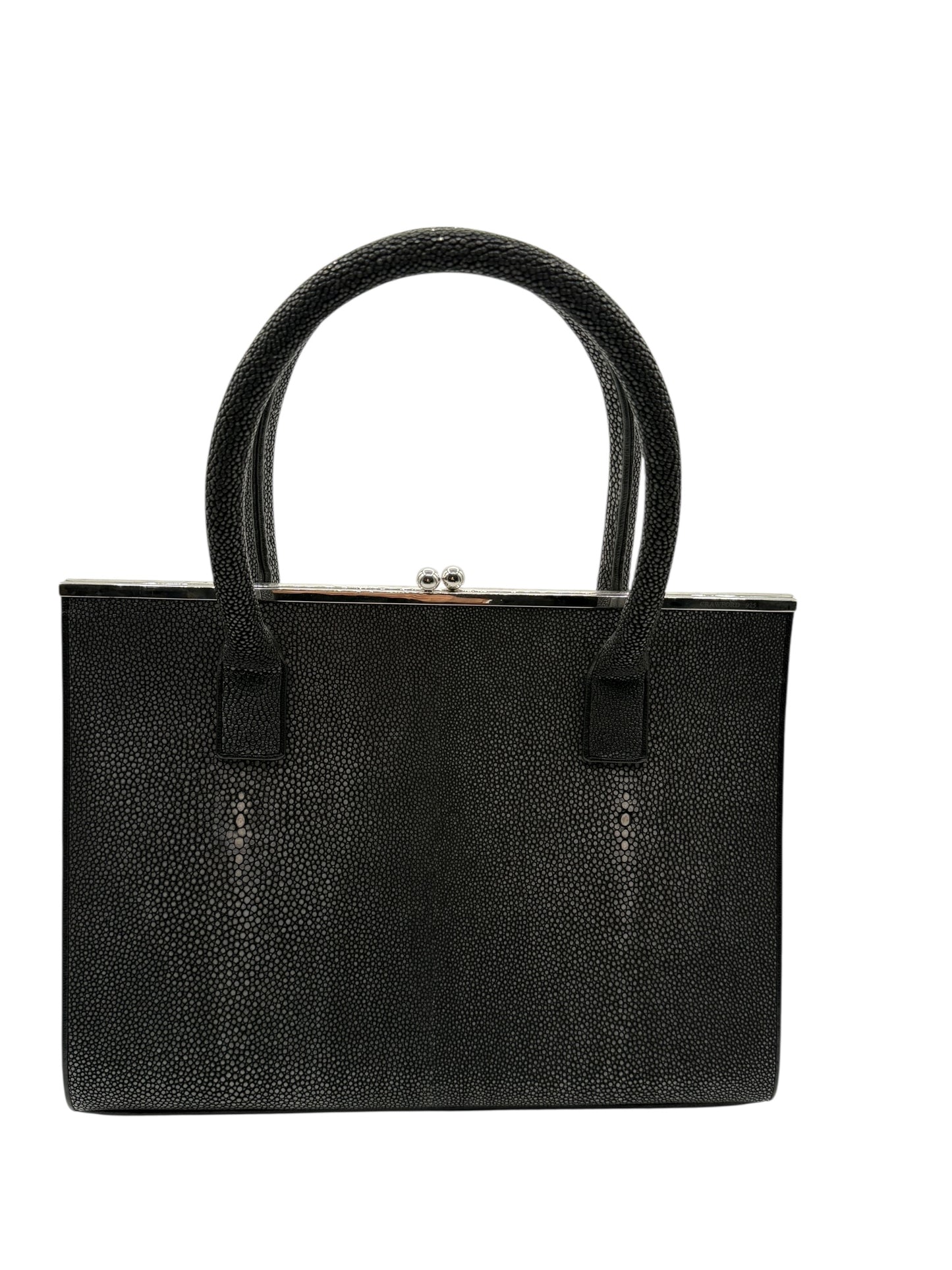 Crawford Black Shagreen/Stingray Top Handle Bag w/ 925 Silver Hardware