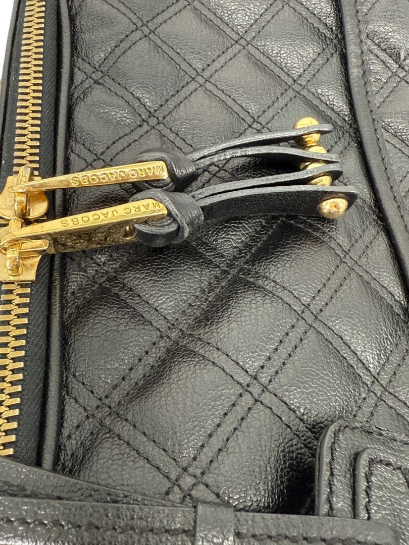Marc Jacobs Quilted Black Leather Carry-On Suitcase – 20.8" x 14.2" x 8.3"