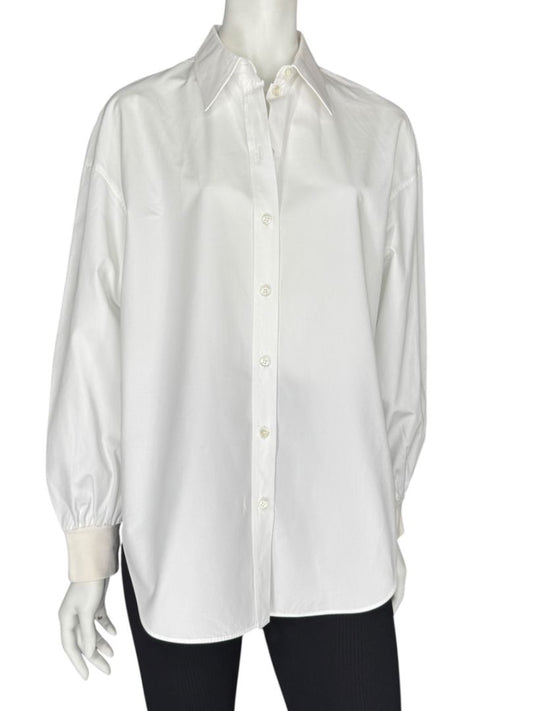Alexander McQueen White Cotton Shirt with Balloon Sleeves – Size IT 38