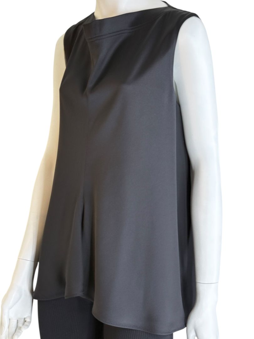 Celine Black 100% Silk Sleeveless Tunic Top - Size 42 FR