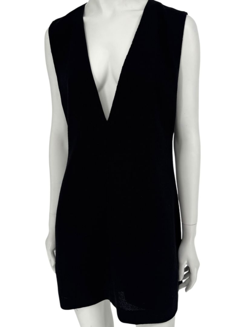 Lida Baday Black Wool Deep-V Mini Dress – Size 12