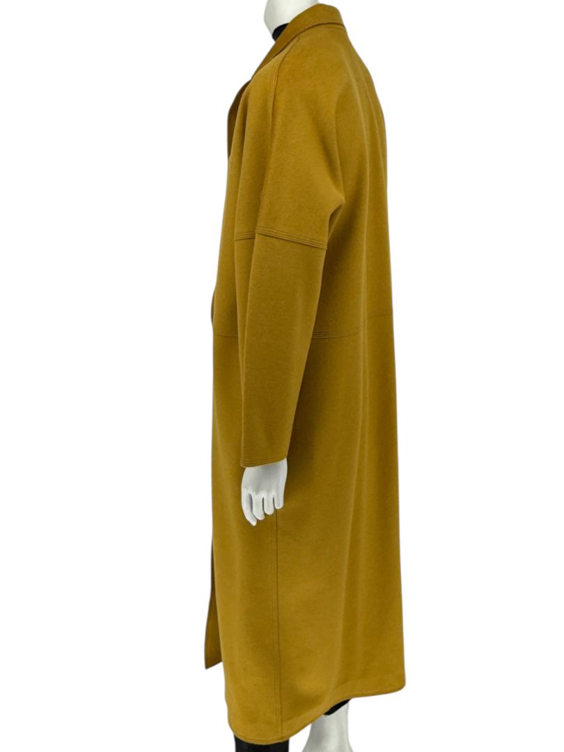 Pamella Roland Mustard Wool Cape Style Coat with Gold Buttons – Large