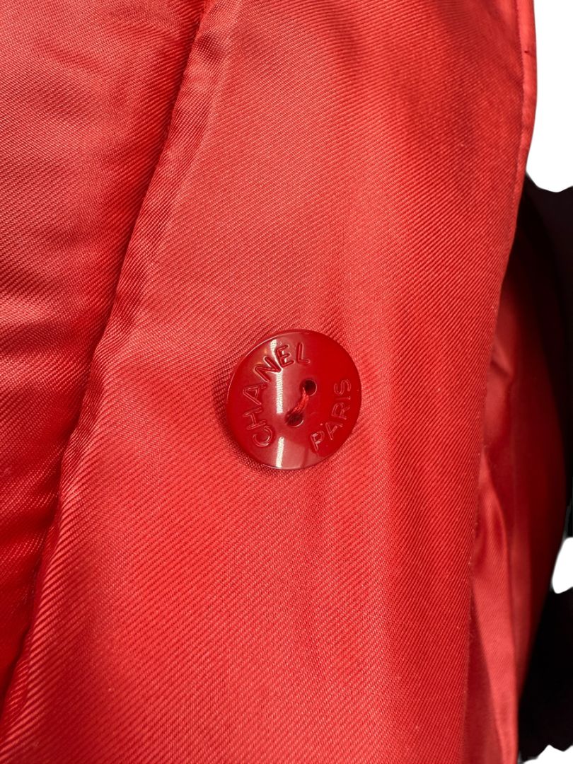 Chanel 2009 Paris Moscow Métiers d’Art Red Silk Puffer Bomber Jacket - Size 44