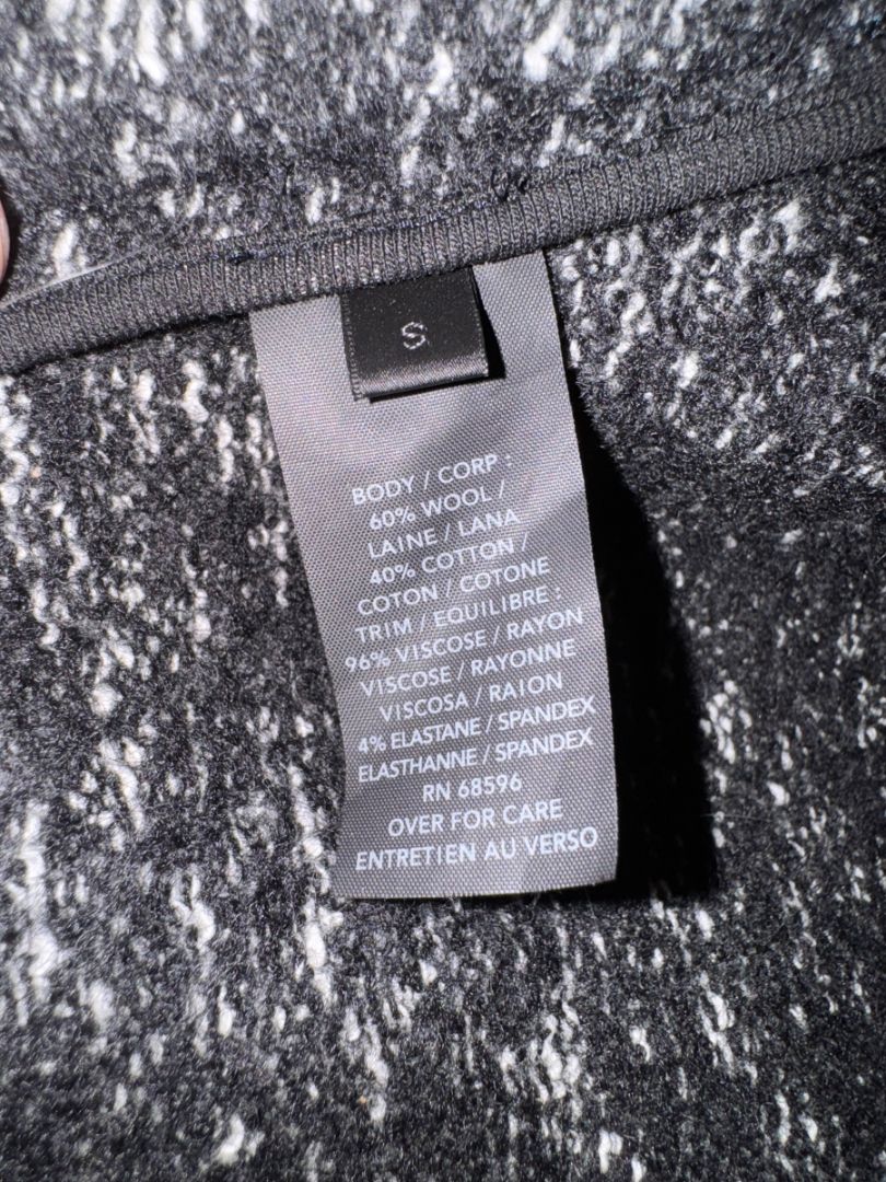 Donna Karan New York Black & White Wool Blend Sleeveless Open-Front Cardigan – Size S