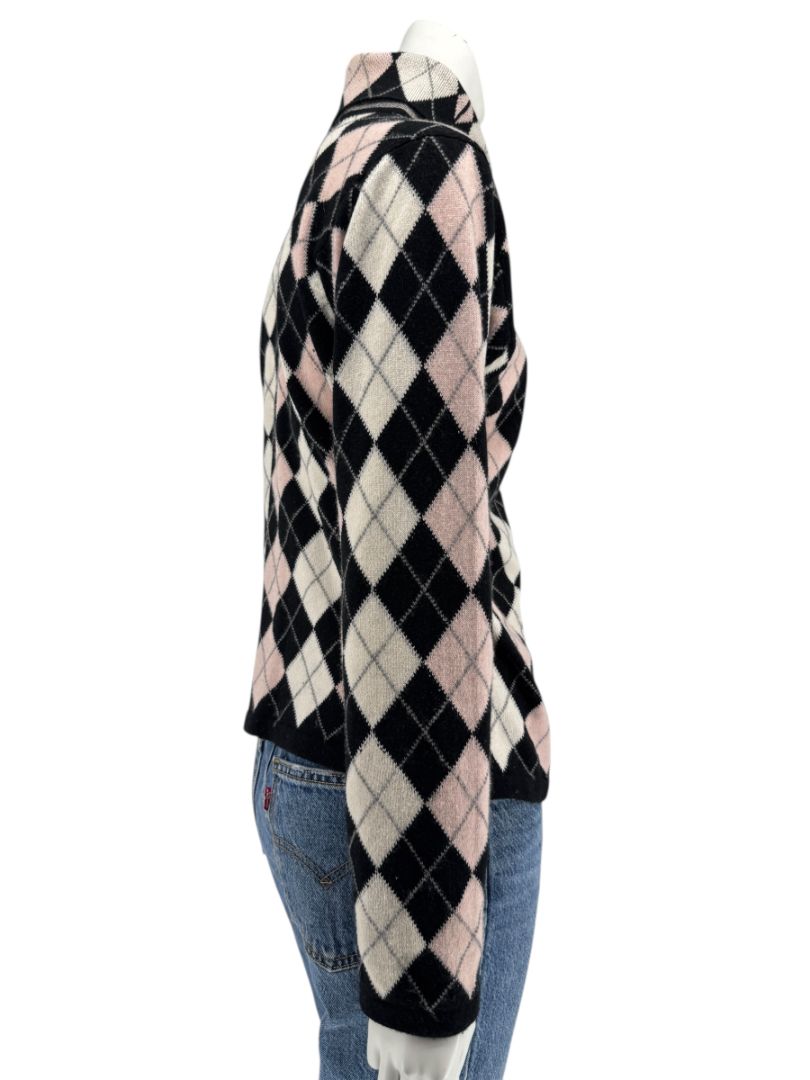 Pringle of Scotland 100% Cashmere Argyle Turtleneck Sweater – Size XL