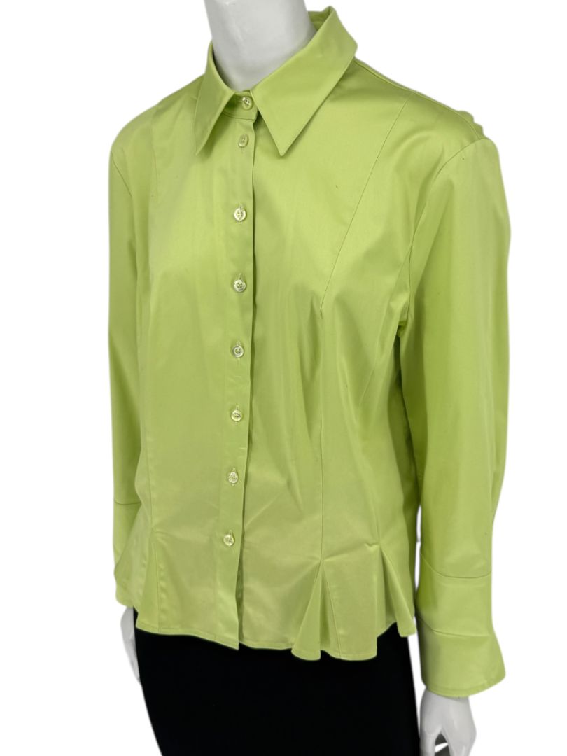 Escada Lime Green Cotton Blend Tailored Blouse – Size 42