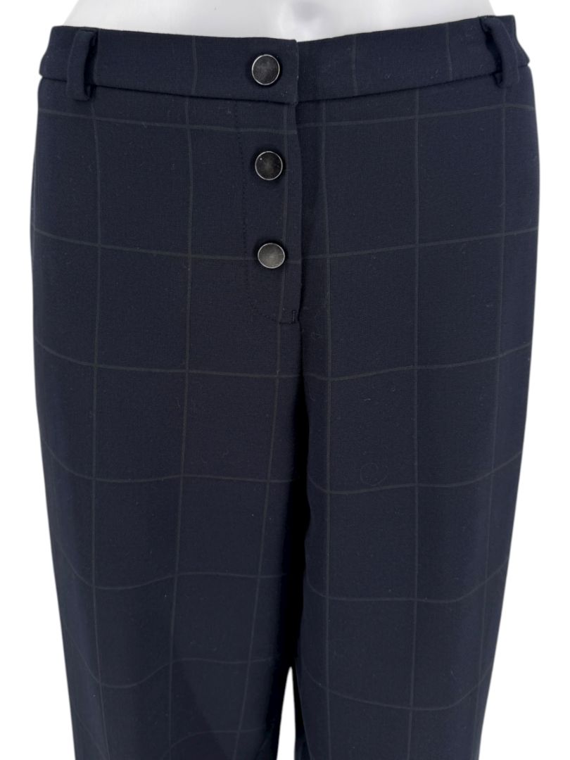 Armani Collezioni Navy Windowpane Check Trousers – Size 48