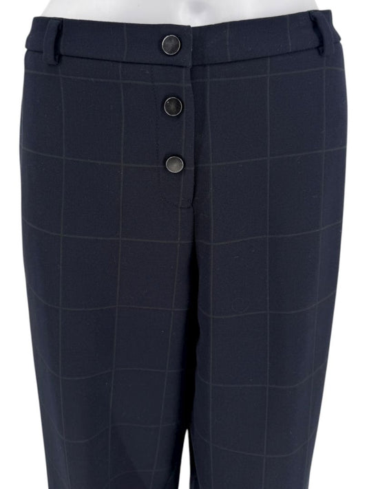 Armani Collezioni Navy Windowpane Check Trousers – Size 48