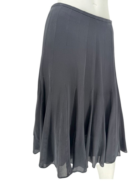 Armani Collezioni Black Silk A-Line Flounce Skirt –Size: 12
