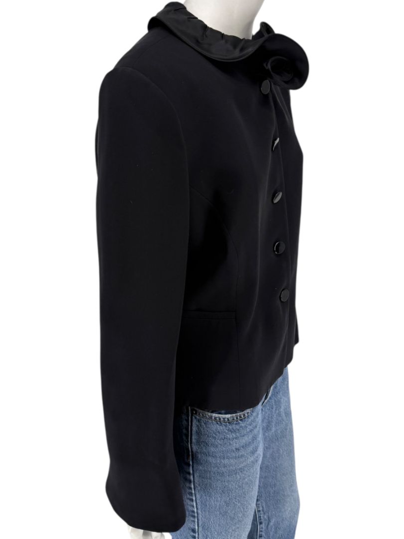 Armani Collezioni Black Rosette-Collar Tailored Jacket – Size 12