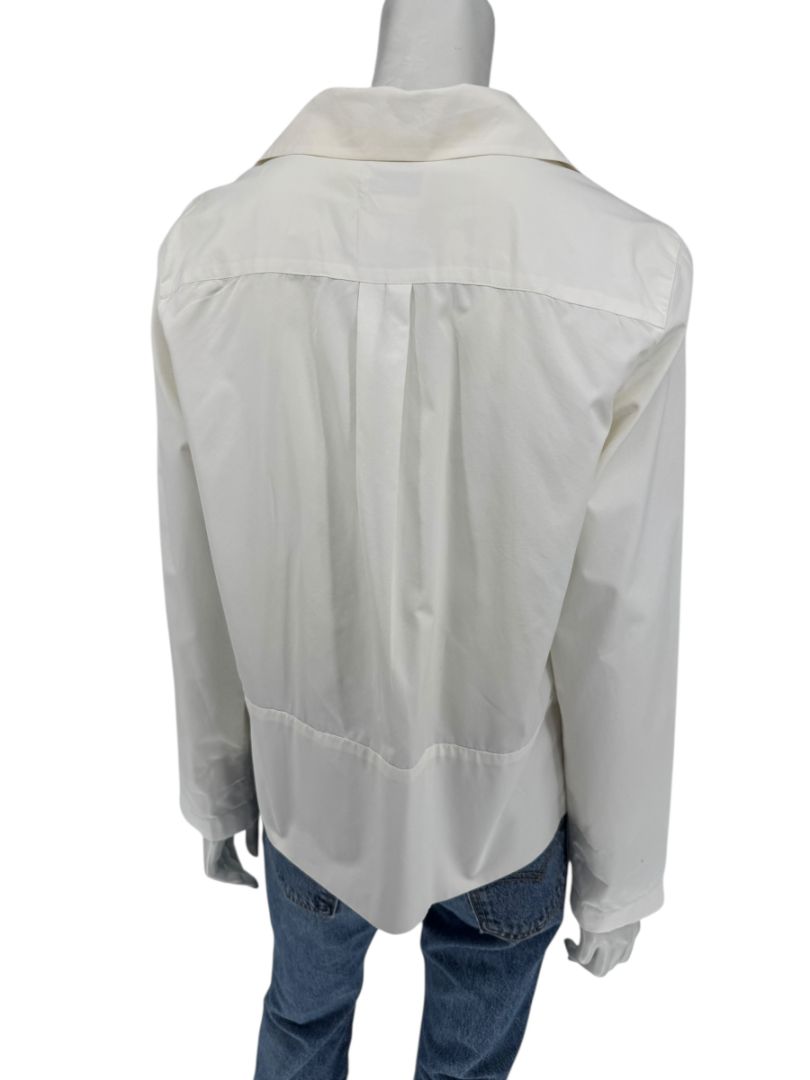 Chanel Ivory Zip-Front Cotton Blouse – Size 42