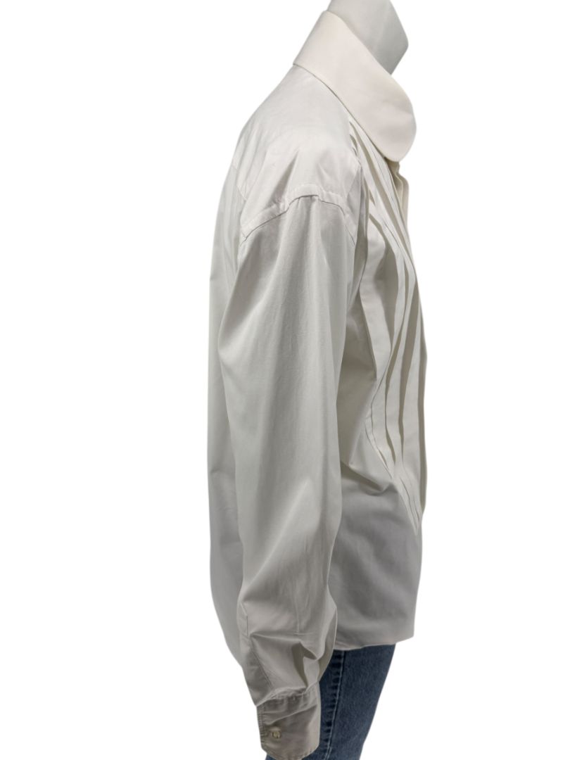 Karl Lagerfeld White Cotton Tuxedo-Style Pleated Shirt – Size 44