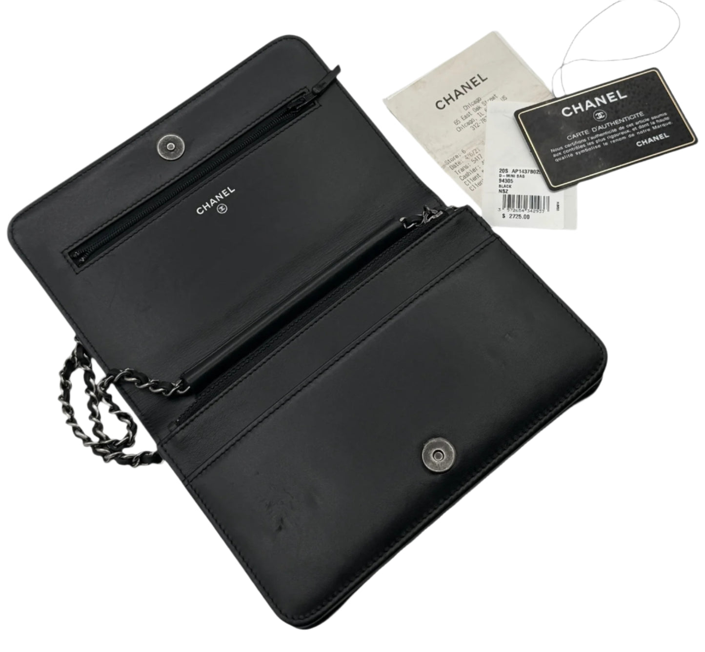 Chanel Black Calfskin Signe Wallet on Chain (WOC)