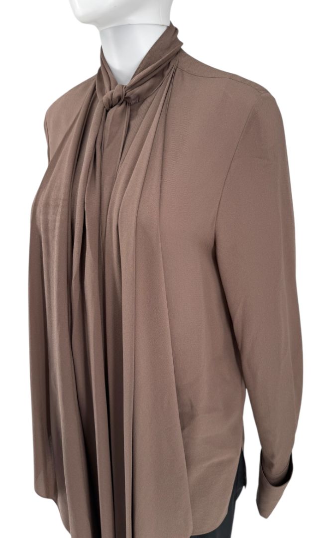 Fendi Draped Silk Georgette Blouse in Cocoa Brown – Size IT 42 (US 6)