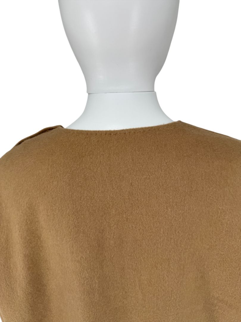 Max Mara Camel Wool Button-Shoulder Tunic Dress – Size US 6