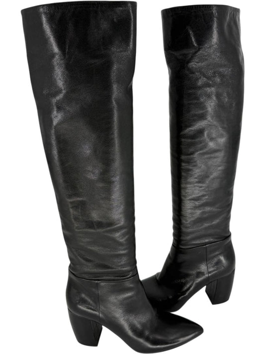 Prada Black Leather Knee-High Boots – Size 39.5