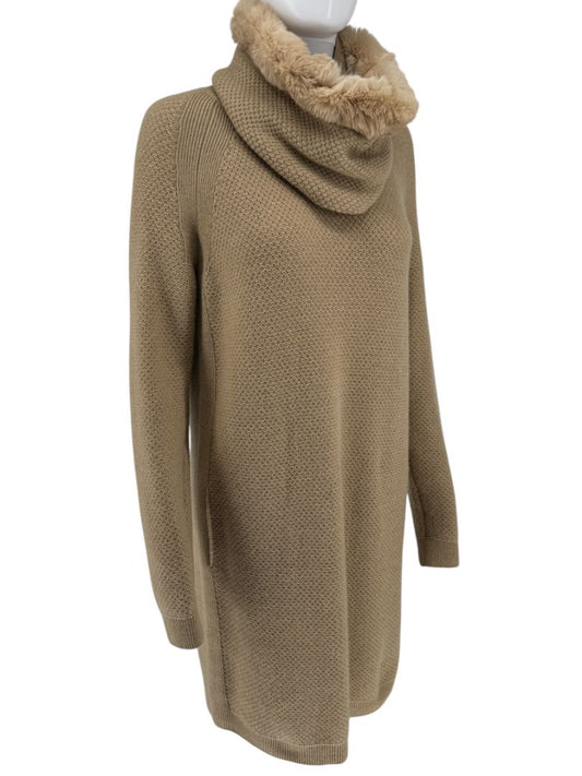Loro Piana Camel Baby Cashmere Tunic Sweater with Chinchilla Trim – Size IT 44