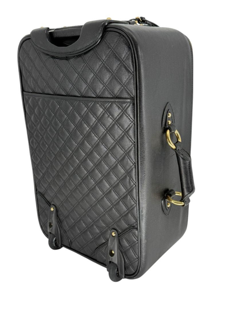 Marc Jacobs Quilted Black Leather Carry-On Suitcase – 20.8" x 14.2" x 8.3"