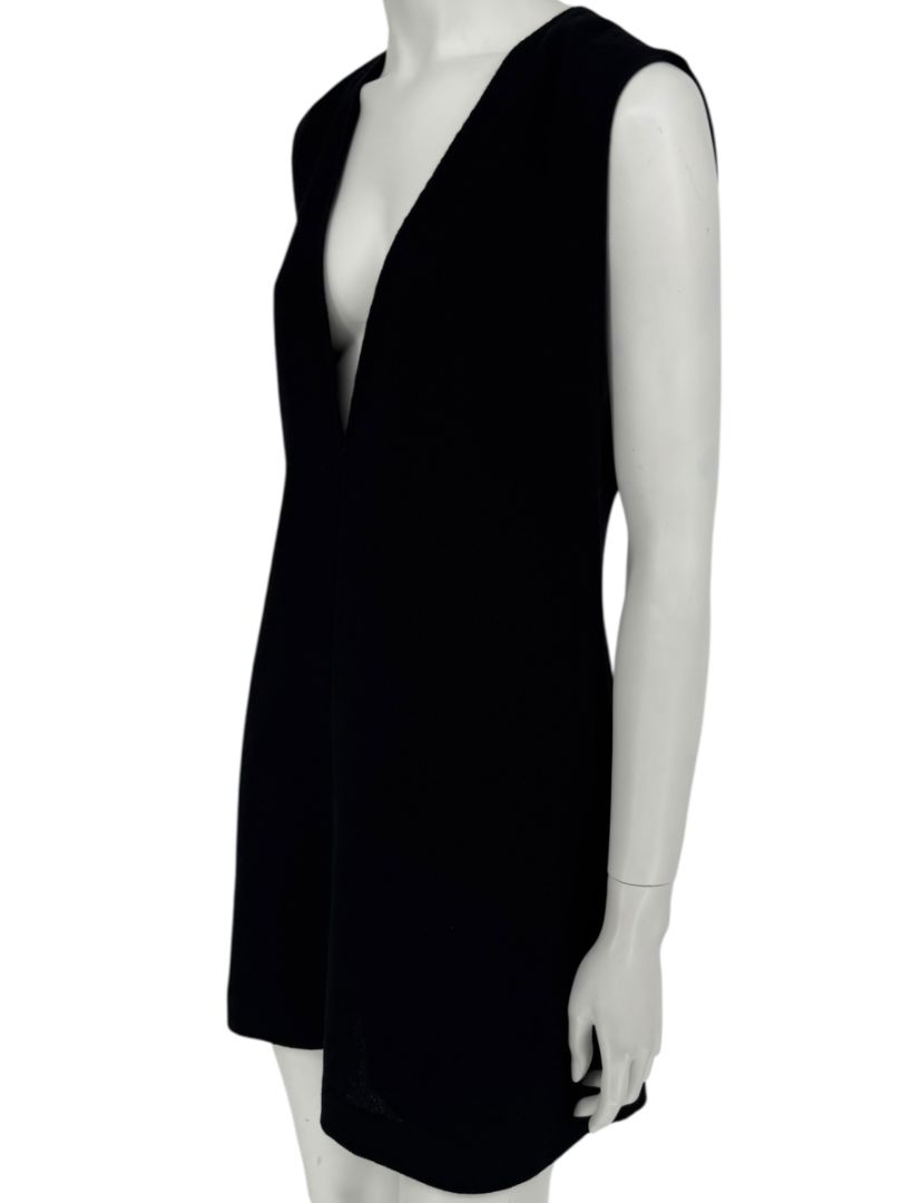 Lida Baday Black Wool Deep-V Mini Dress – Size 12