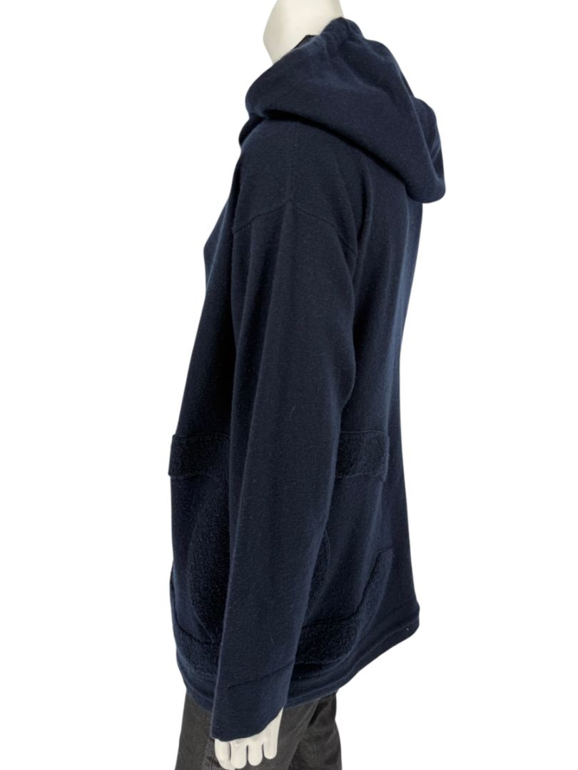 Chanel Navy Blue Cashmere Hoodie with Silver Hardware – Size 36