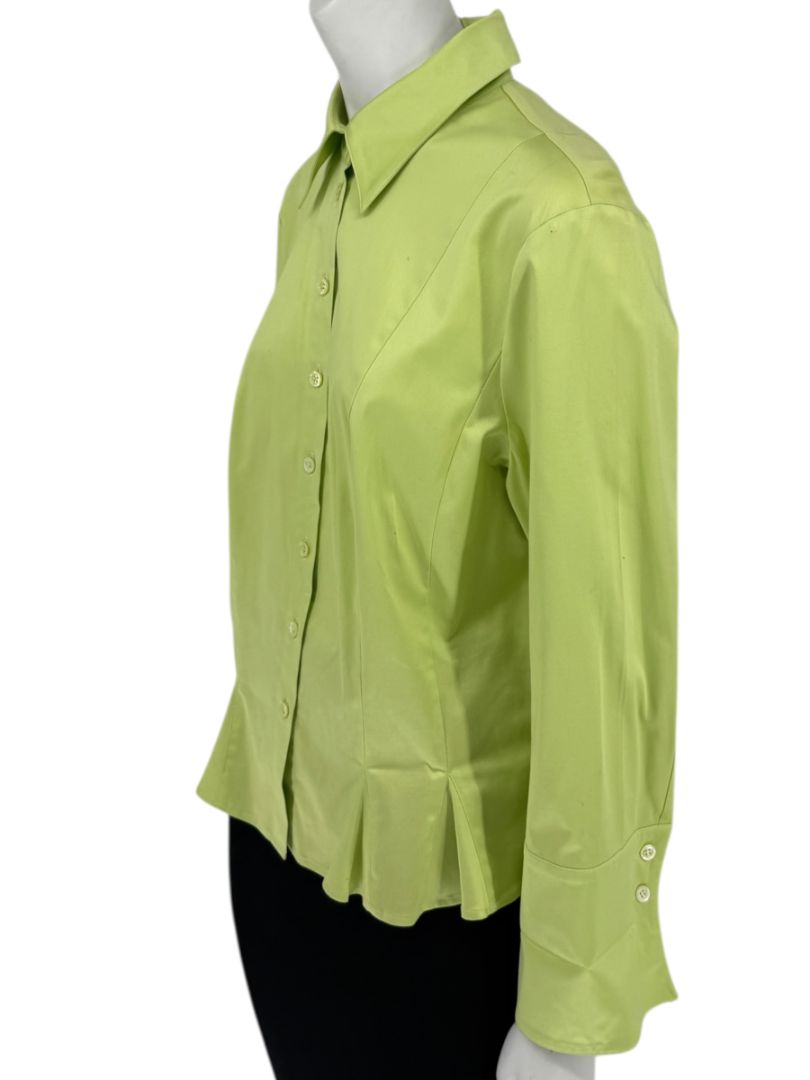 Escada Lime Green Cotton Blend Tailored Blouse – Size 42