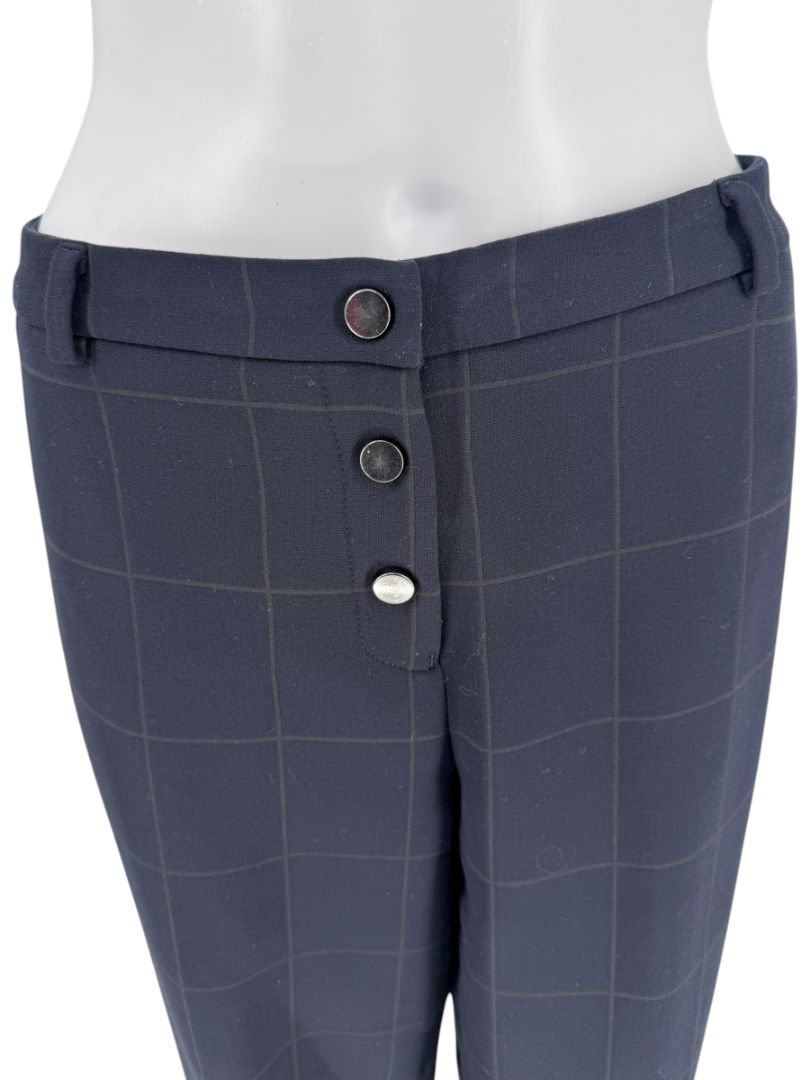 Armani Collezioni Navy Windowpane Check Trousers – Size 48
