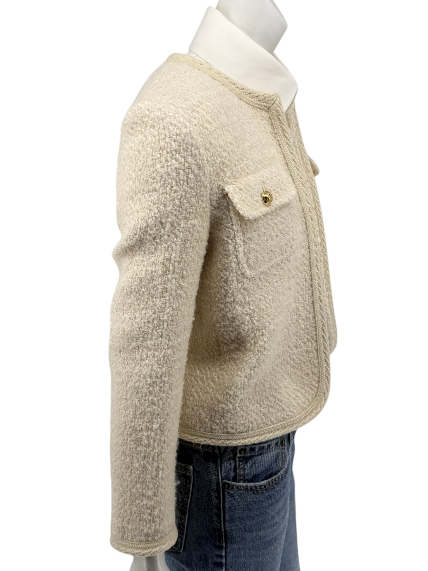 Celine “Chelsea” Ivory Tweed Jacket – Size FR 34