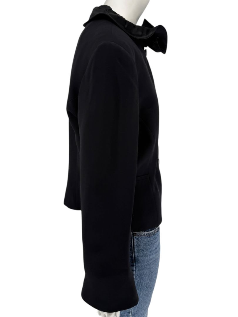 Armani Collezioni Black Rosette-Collar Tailored Jacket – Size 12