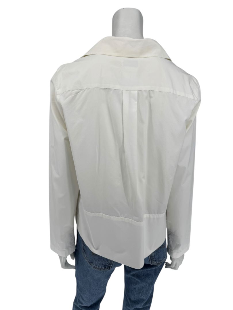 Chanel Ivory Zip-Front Cotton Blouse – Size 42