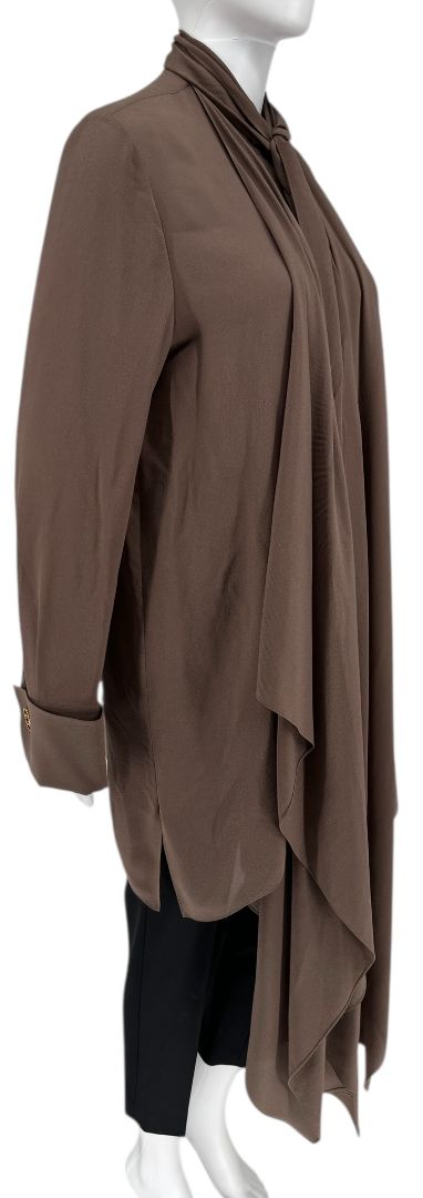 Fendi Draped Silk Georgette Blouse in Cocoa Brown – Size IT 42 (US 6)