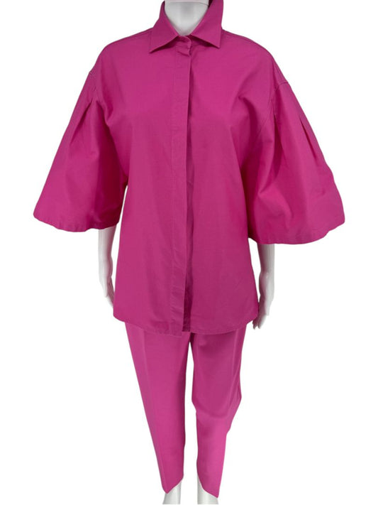 Max Mara Pink Cotton Top & Viscose Pant Set – Size Top 6 / Pants 12