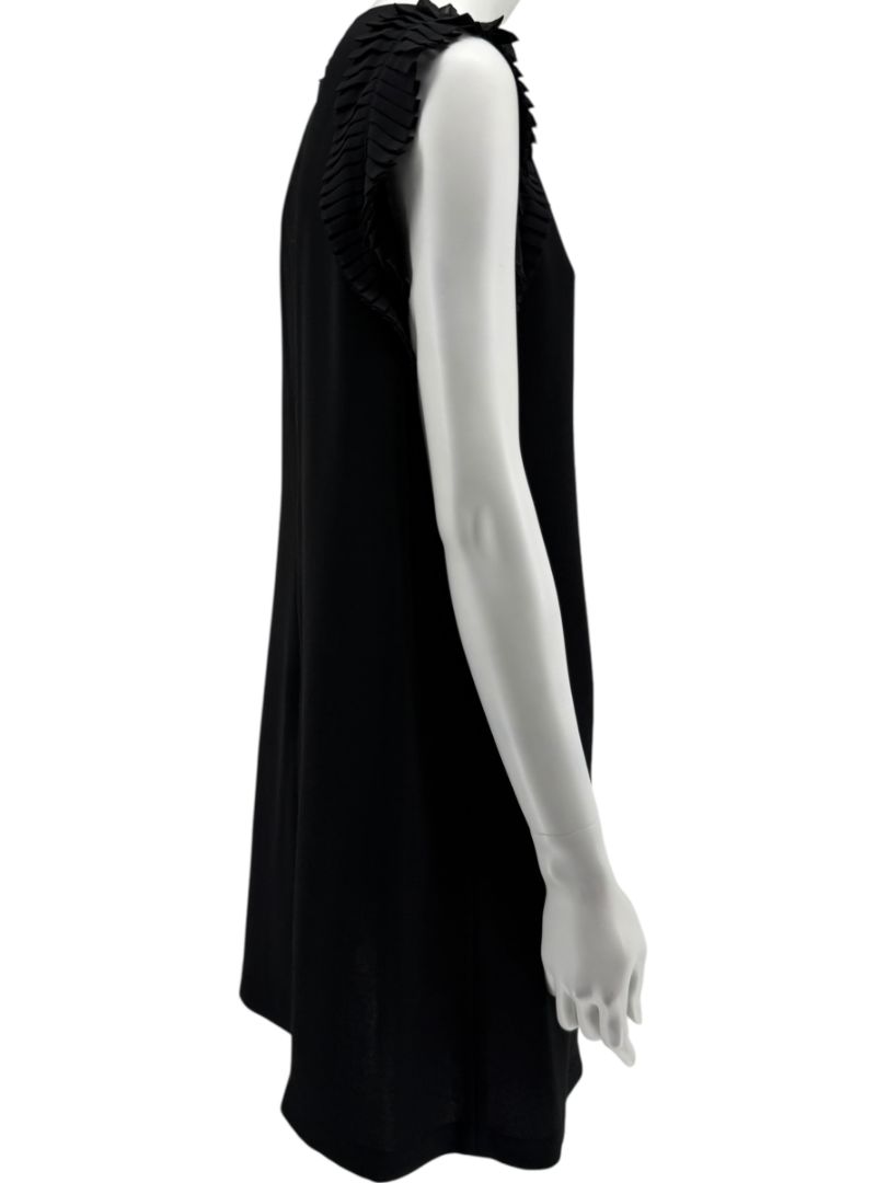 Lafayette 148 Black Shift Dress with Pleated Ruffle Sleeves – Size M