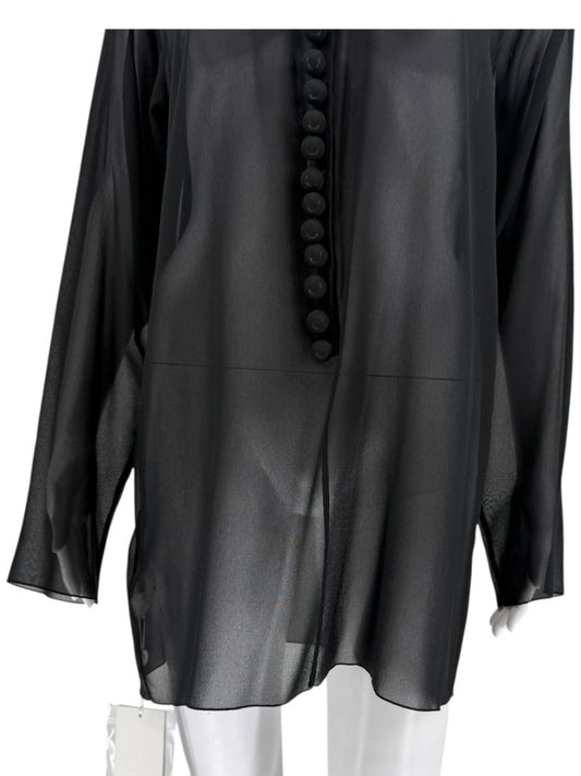 Maison Margiela Sheer Black Button-Front Blouse/Cover-Up – IT 42