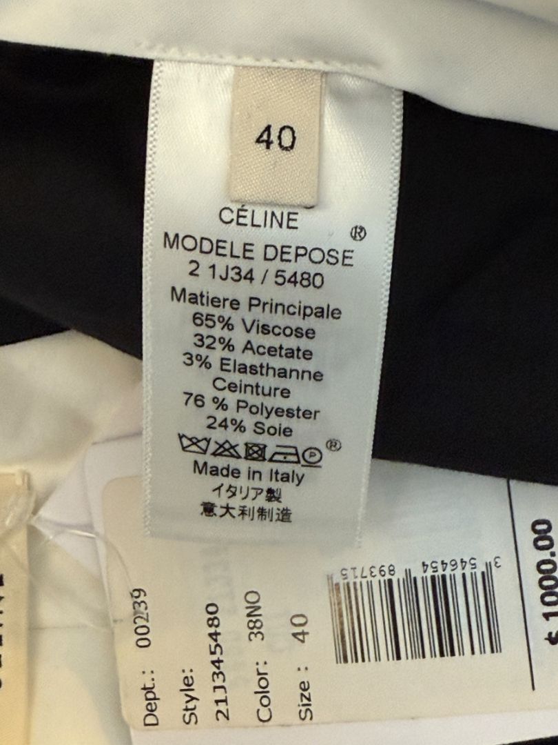 Celine Black Viscose Blend Tuxedo Pants with Satin Waistband – Size FR 40 / US 8