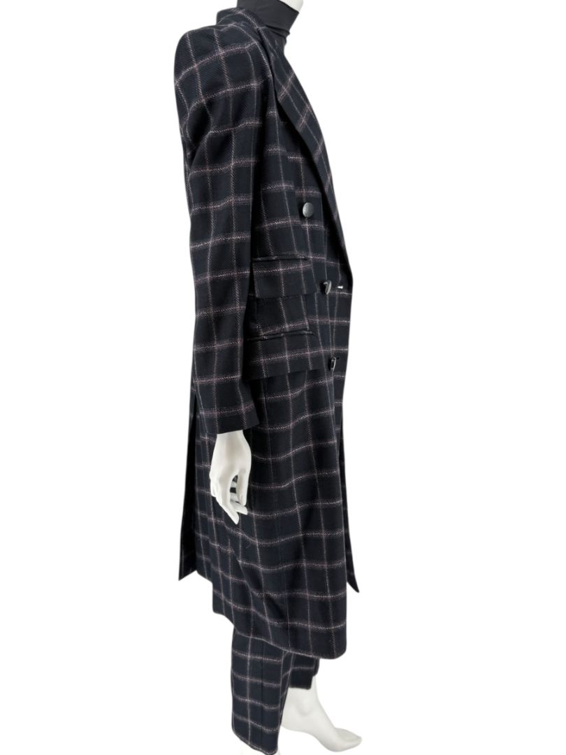 Pamella Roland Black & Gray Windowpane Plaid Pantsuit – Large