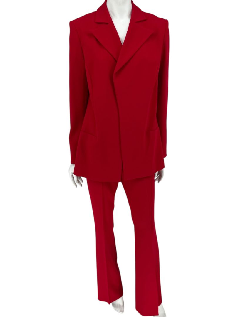 Pamella Roland Red Open Front Blazer & Trouser Set – Large