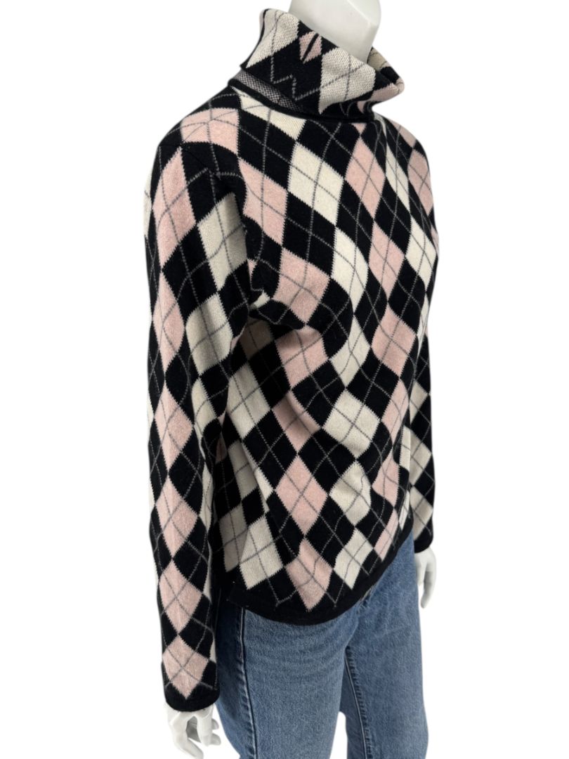 Pringle of Scotland 100% Cashmere Argyle Turtleneck Sweater – Size XL