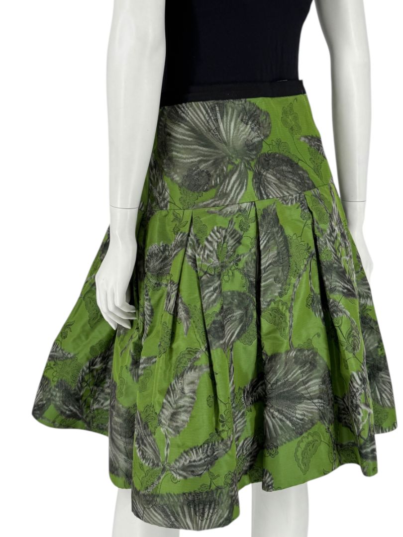 Oscar de la Renta Green Floral Silk Skirt – Fall 2008 - Size 16