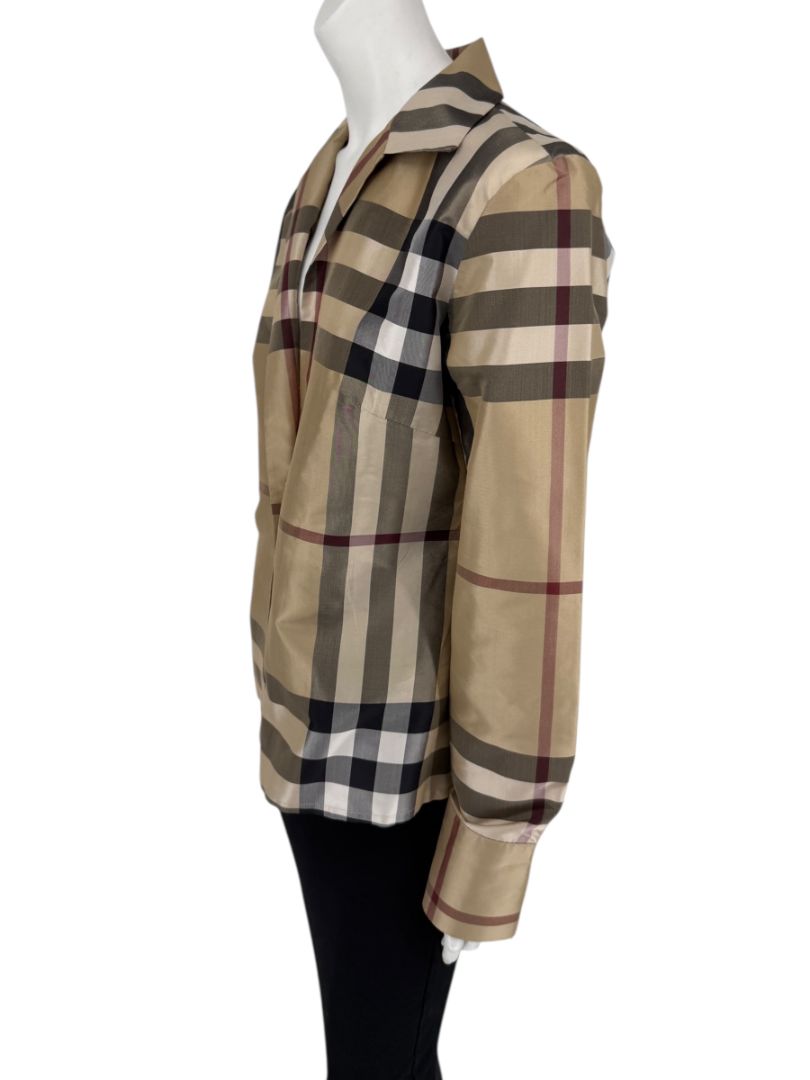 Burberry London Women’s Beige Nova Check Silk Blazer – Size XL