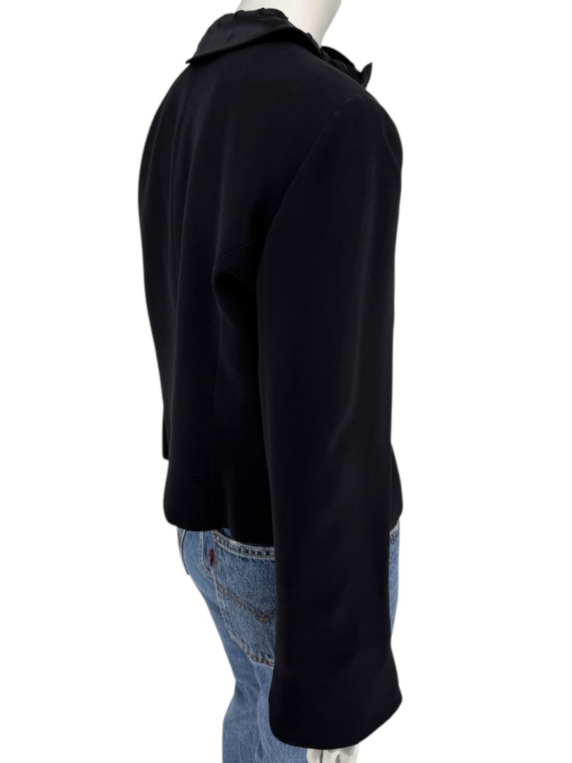 Armani Collezioni Black Rosette-Collar Tailored Jacket – Size 12