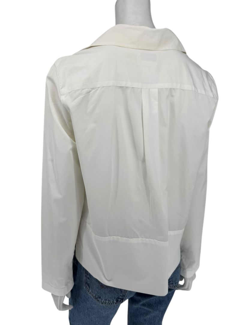 Chanel Ivory Zip-Front Cotton Blouse – Size 42